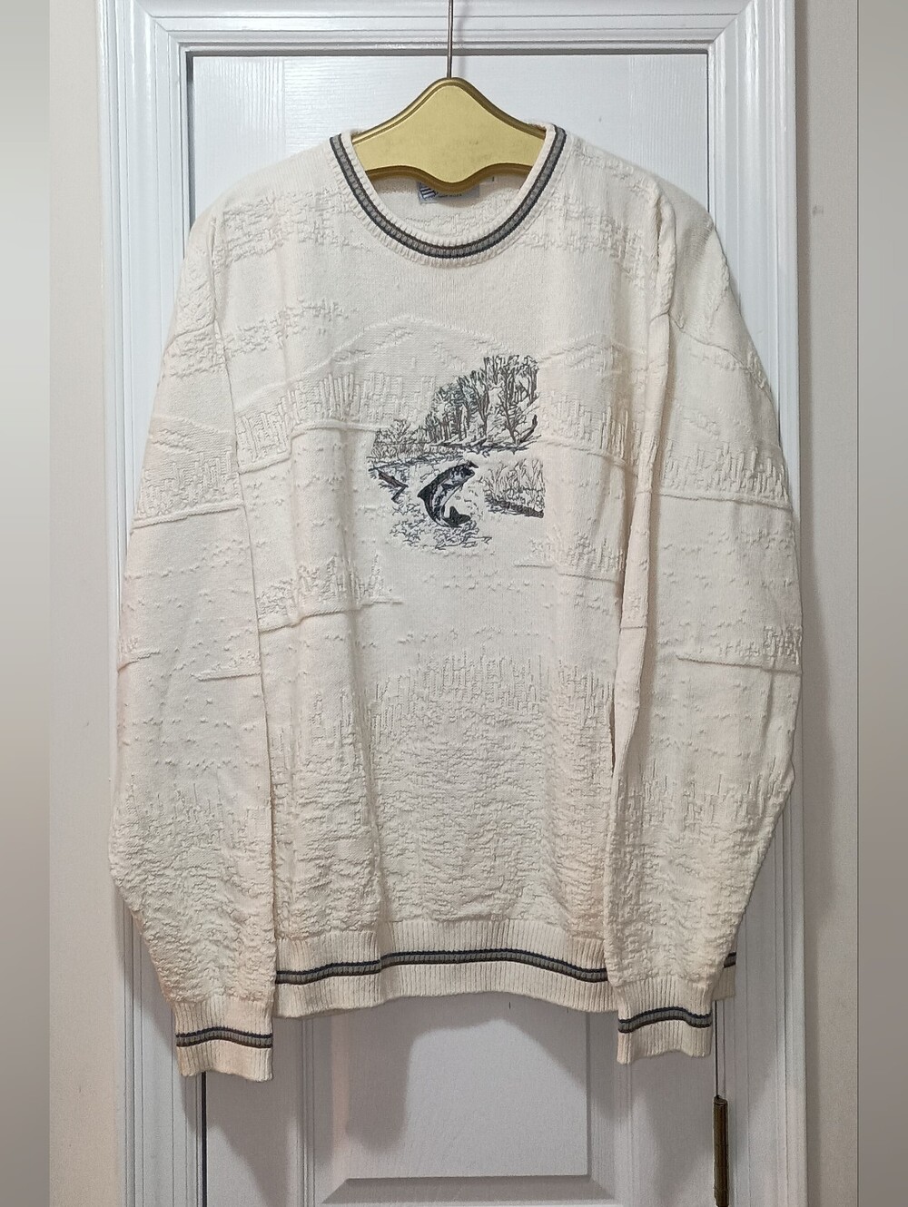 Crusader Reef Vintage Oversized Cotton Fishing Cabin Themed Men's Sweater XXL